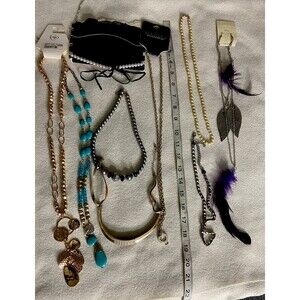 Lot of 10 Women’s Statement Necklaces  chokers Gold Tone Turquoise Pearl Boho